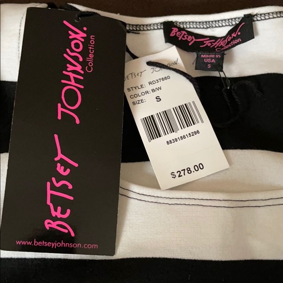 Betsey Johnson Black & White Stripe Lace-up Dress - Picture 4 of 5